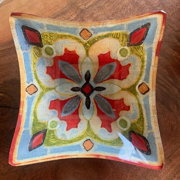 METAVERSE 4 Bohemian Rooster Tile Square III Daphne Brissonnet Glass Bowls - Picture 5 of 9